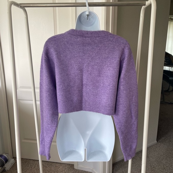 Collusion ASOS purple vneck cardigan sweater button down preowned US 0 - Picture 7 of 8